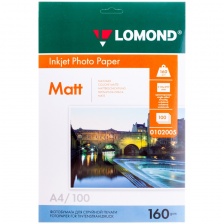 Бумага А4 для стр. принтеров Lomond, 160г/м2 (100л)