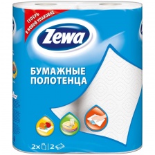 Полотенца бумажные в рулонах Zewa, 2-слойные, 15м/рул, тиснение, белые, 2шт.