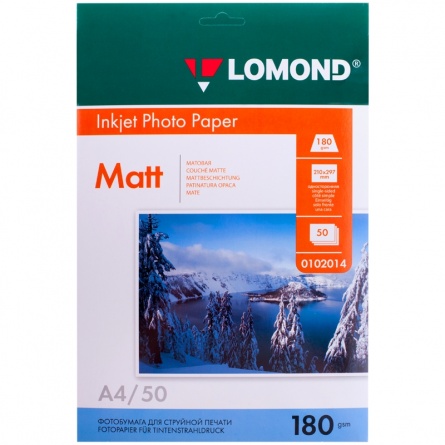 Бумага А4 для стр. принтеров Lomond, 180г/м2 (50л) фото 1