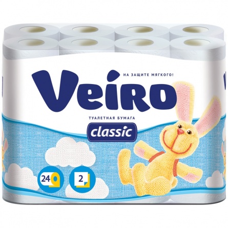 Бумага туалетная Veiro "Classic" 2-слойная, 24шт., тиснение, белая фото 1