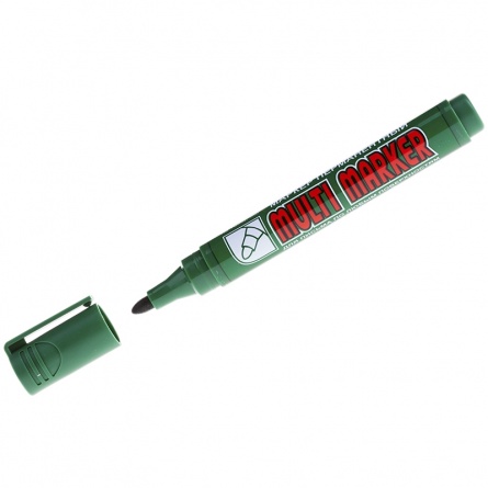 Маркер перманентный Crown "Multi Marker" зеленый, пулевидный, 3мм фото 1