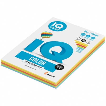 Бумага IQ "Color Intensive Mixed Packs" А4, 80г/м2, 250л. (5 цветов) фото 1
