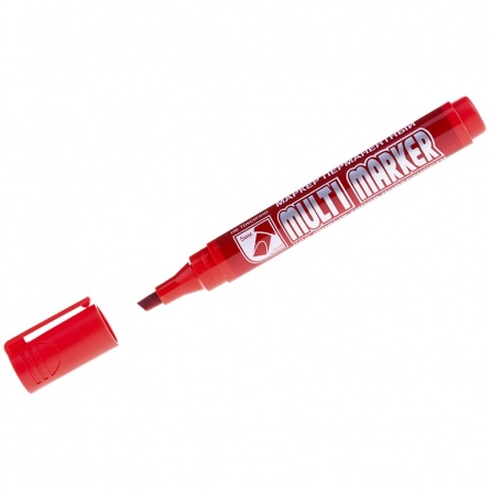 Маркер перманентный Crown "Multi Marker Chisel" красный, скошенный, 5мм фото 1