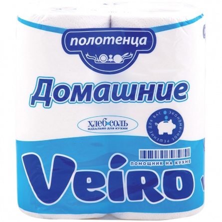 Полотенца бумажные в рулонах Veiro "Домашние", 2-слойные, 12,5м/рул, тиснение, белые, 2шт. фото 1